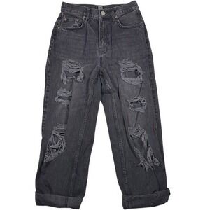 BDG Urban Outfitters High-Rise Baggy Distressed Jeans Faded Black Size 28